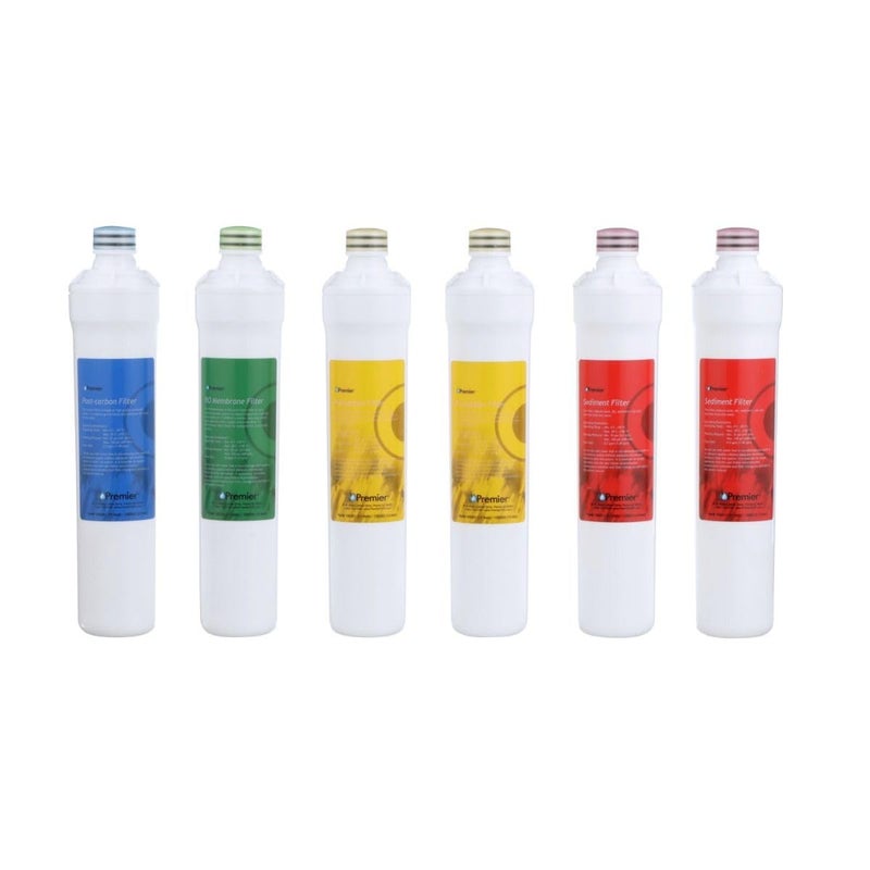 Watts Premier Annual RO Pure 6-Pack Filtration Kit for Zero/Pure Plus Reverse Osmosis System, Push Button Water Filter Replacement, 2 Sediment Filters, 2 Carbon Pre-Filters, 1 Post-Filter, Membrane - Image 1